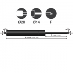 RAG Ø tige 14mm C500 F800N ET1055mm chape vissée (4030-800N)